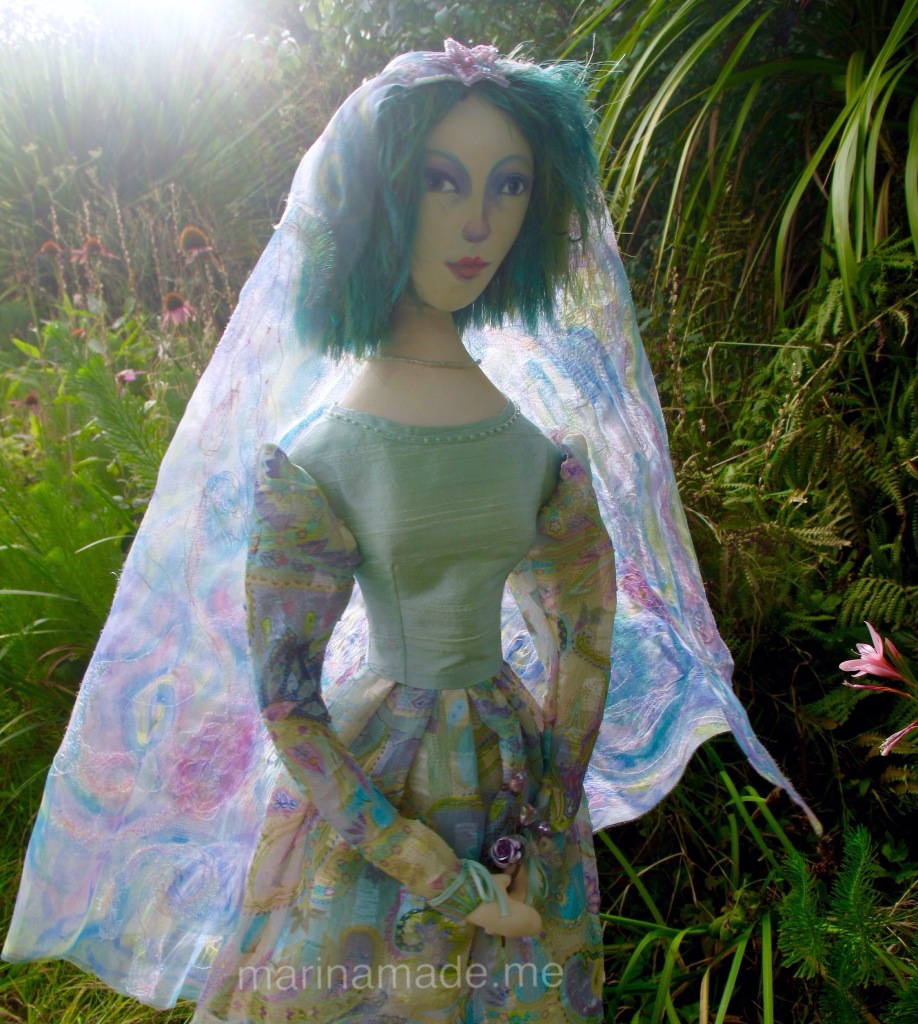 Art Muse doll by Marina Elphick, made from finest hand dyed silks and cottons.