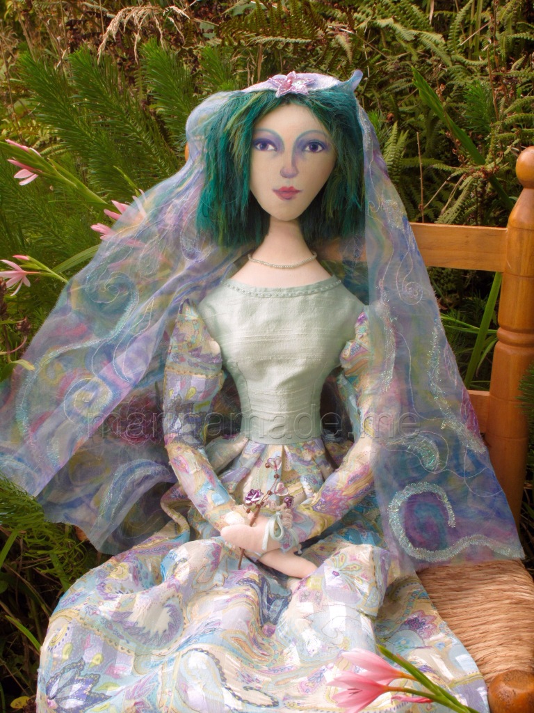Art Muse doll by Marina Elphick, Chagall bride. Art doll inspired by muses, individually hand made by UK artist Marina Elphick.