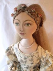 Marina's muses, individually hand made creations. Marina's muses are inspired by artists models, individually hand made using fine cotton lawns and silks.Art Muses, art-dolls inspired by artist's paintings, by Marina Elphick.