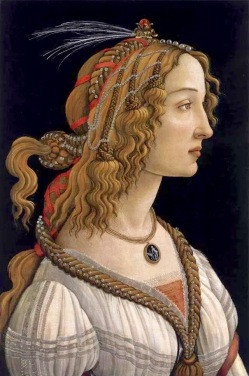 Painting by Sandro Botticelli, Simonetta Vespucci was his model. Marina's muses are inspired by artists models, individually hand made using fine cotton lawns and silks.