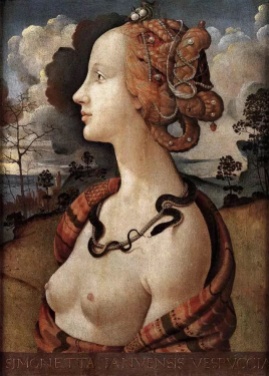 Portrait of Simonetta Vespucci, by Sandro Botticelli. Marina's muses are inspired by artists models, individually hand made using fine cotton lawns and silks.