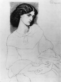 Drawing of Jane Burden by Dante Gabriel Rossetti 1858. Reference for Marina's Muses.