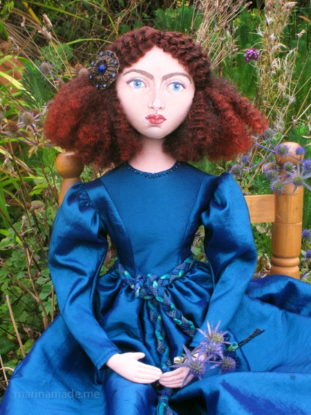 Rossetti's muse Jane Morris, Art muse soft sculpture by Marina Elphick.