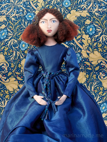 Rossetti's muse Jane Morris, Art muse 'doll' made by Marina Elphick.