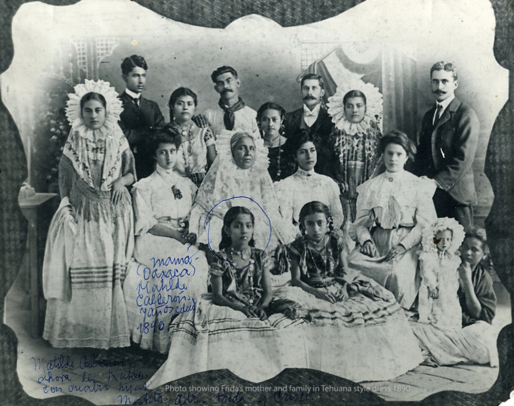 A photograph of Frida's maternal family wearing Tehuana style clothing.