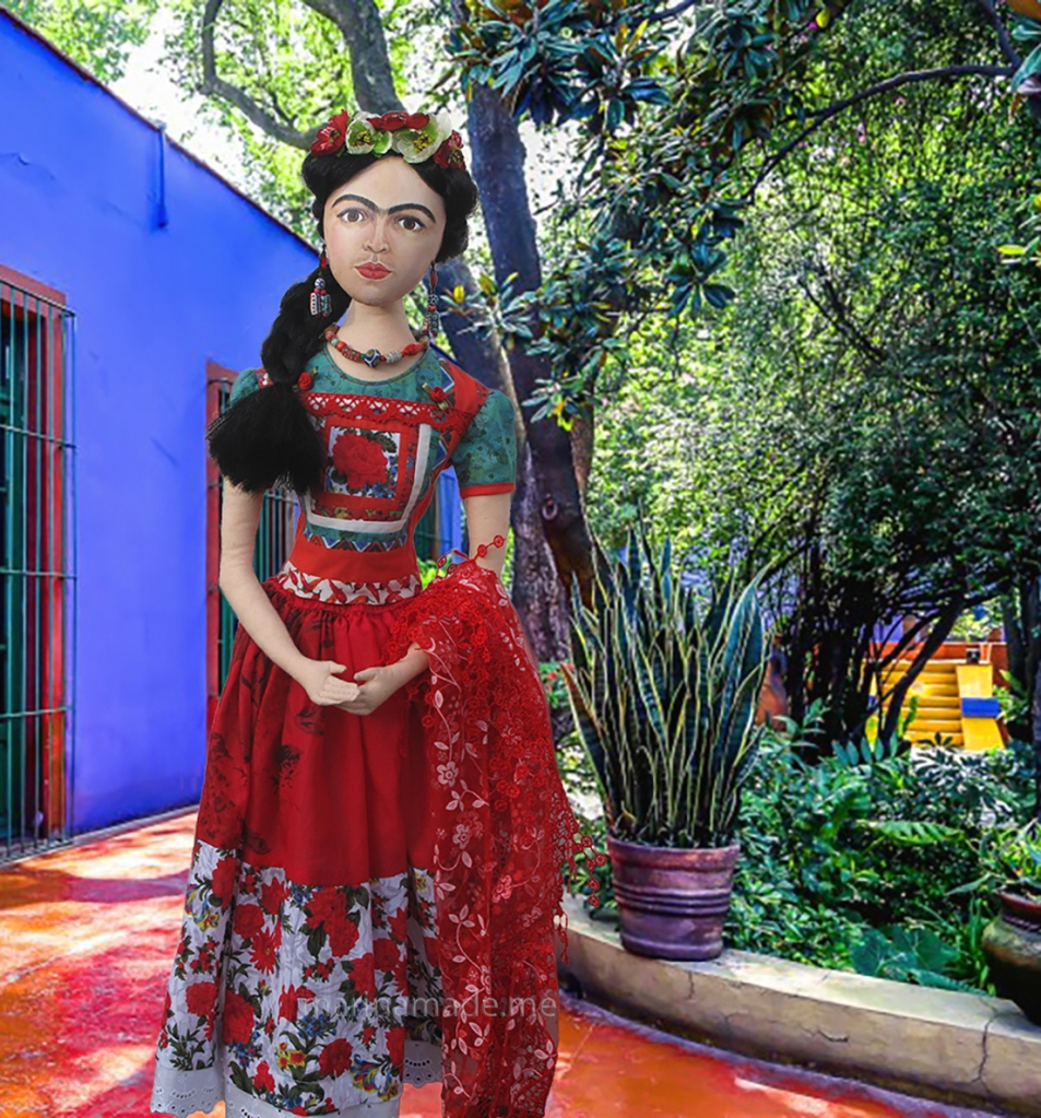 Frida Kahlo art muse by Marina. Frida Kahlo, one of Marina's Muses, soft sculpted icon of art.
