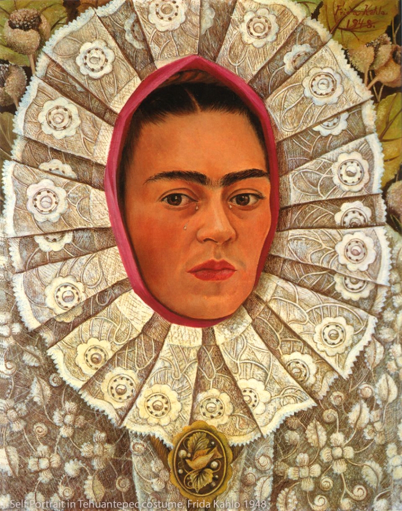 Frida Kahlo, 1948, wearing traditional Tehuantepec costume.