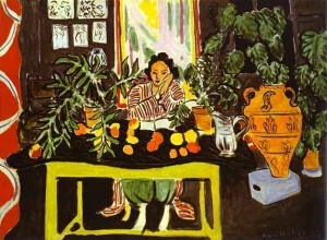 Lydia Delectorskaya in interior with Etruscan vase, by Henri Matisse 1940.