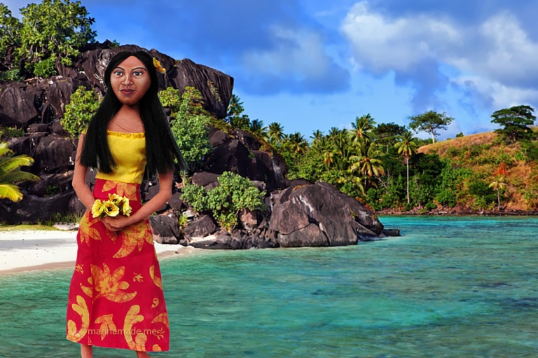 Teha’amana Gauguin's muse in Tahiti beach. Art Muse made by Marina Elphick.