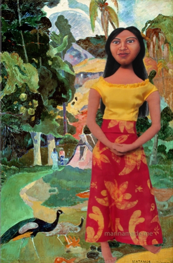 Art muse by Marina, Teha'mana in Landscape with Peacocks or "Matamoe", by Paul Gauguin.