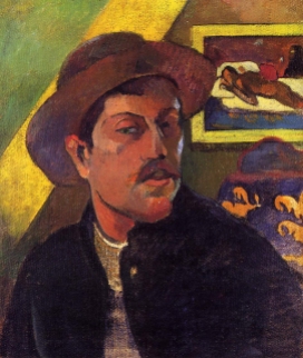 Self portrait in a hat 1893, Gauguin