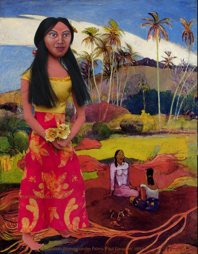 Marina's muse Teha'amana in "Tahitian Women under the Palms", Paul Gauguin, 1892.