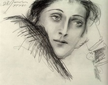 Portrait of Dora Maar, by Pablo Picasso, charcoal on paper 1937.