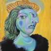Dora Maar muse, designed and sculpted in textiles by artist, Marina Elphick, inspired by the paintings of Picasso.Dora Maar, muse and lover of Picasso.