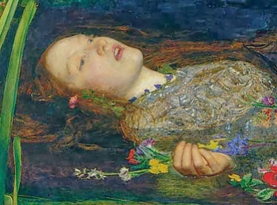 Detail of Lizzie from Millais' painting, "Ophelia".