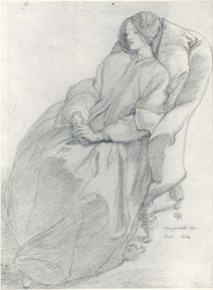 Elizabeth Siddal in Weymouth, drawn by Dante Gabriel Rossetti, 1856.