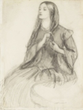 Elizabeth Siddal Plaiting her hair, drawing by Rossetti.