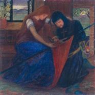Lady Affixing Pennant to a Knight's Spear c.1856 by Elizabeth Siddal .