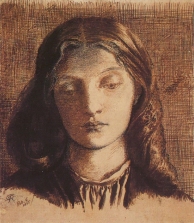 Lizzie Siddal, pen and ink, by Rossetti, 1855
