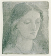 Pencil drawing of Lizzie Siddal by Rossetti 1860.