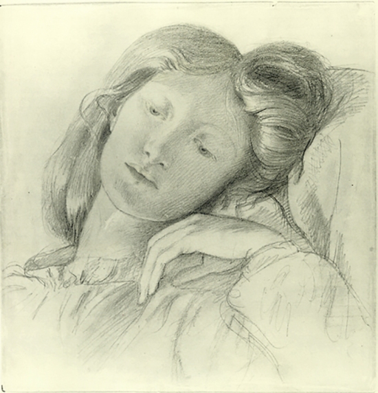Pencil drawing of Lizzie by Rossetti.