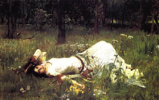 J.W. Waterhouse, "Ophelia" 1889, the first of three versions.