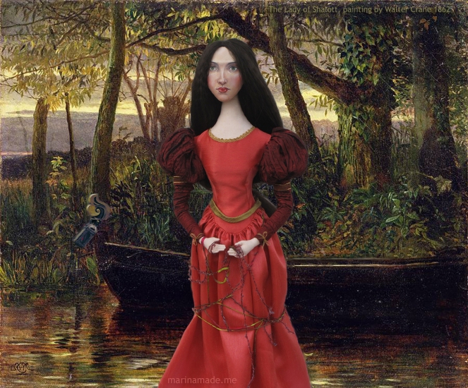 J.W.Waterhouse muse as Lady of Shalott, created by Marina Elphick for Marina's Muses. Pre-Raphaelite style muse based on J.W.Waterhouse model, Beatrice Flaxman.