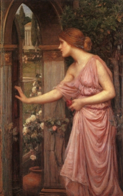 "Psyche Opening the Door into Cupid's Garden" 1903, by John William Waterhouse. The model is believed to have been Gwendoline Gunn.