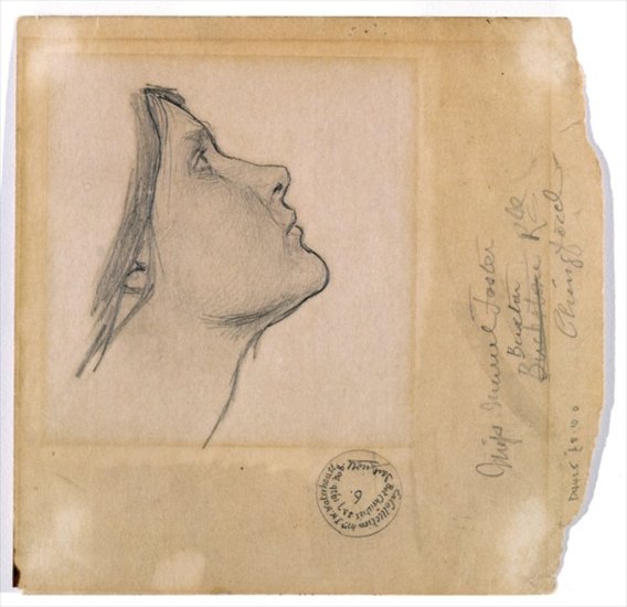 Study for 'Lamia', c.1904-05, pencil on paper by John William Waterhouse. Muriel Foster's name can be seen with her address in Chingford, Essex.