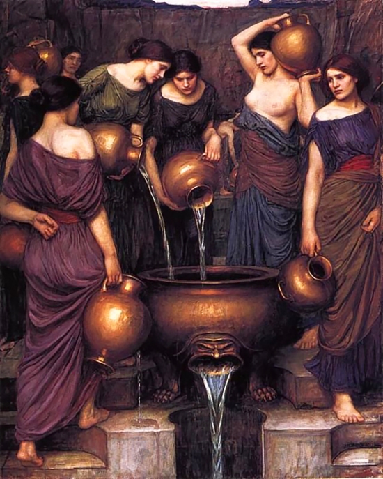 "The Danaides", 1906 by John William Waterhouse. I can see the likeness of Beatrice Flaxman possibly in two of the faces.
