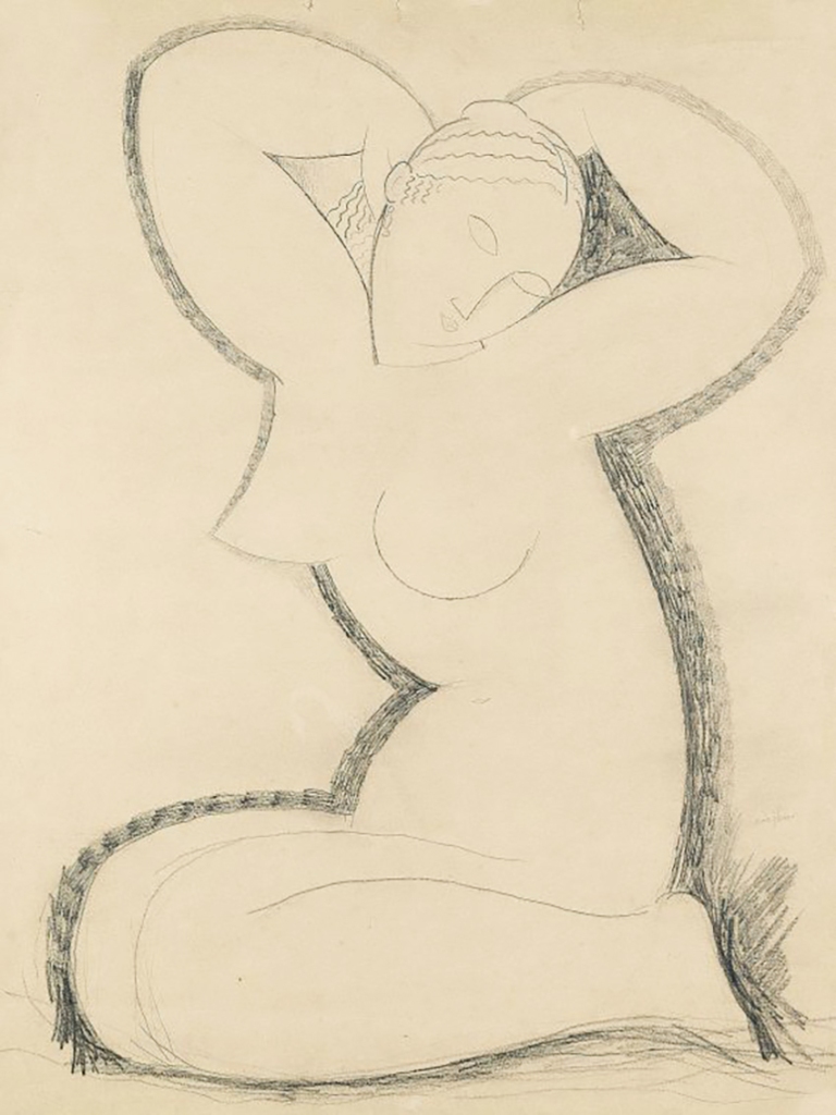 Cariatide, pencil drawing by 1911 Amedeo Modigliani.
