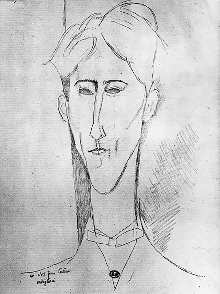 Amedeo Modigliani, pencil portrait of Jean Cocteau 1916.