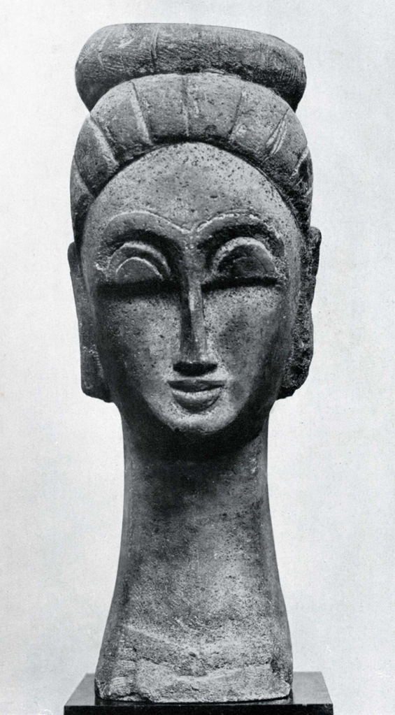 Head Sculpture, stone, by Modigliani 1911.