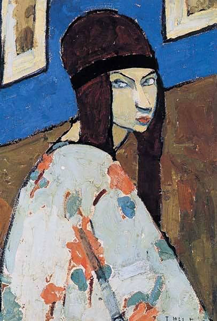 Jeanne Hébuterne, Self-portrait with hair band, c. 1918. Jeanne Hébuterne was Modigliani's muse and lover, dying tragically young at 21. Jeanne was a talented artist in her own right, yet her life was too short for her creativity to mature.