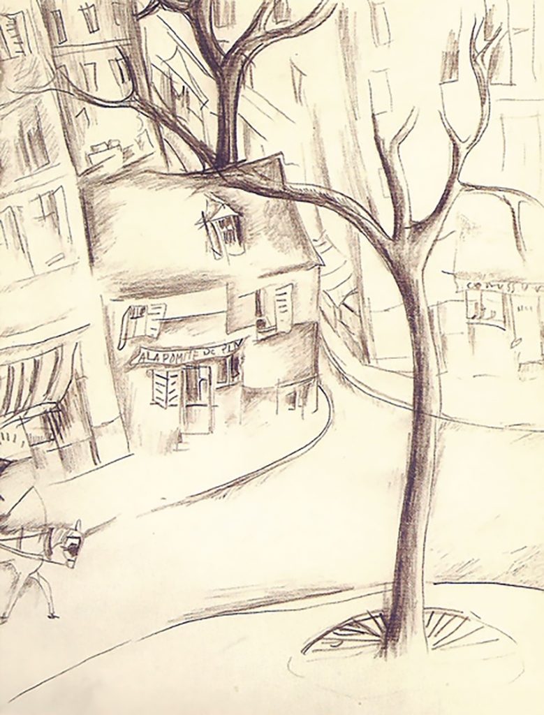 Street scene, drawing by Jeanne Hébuterne.