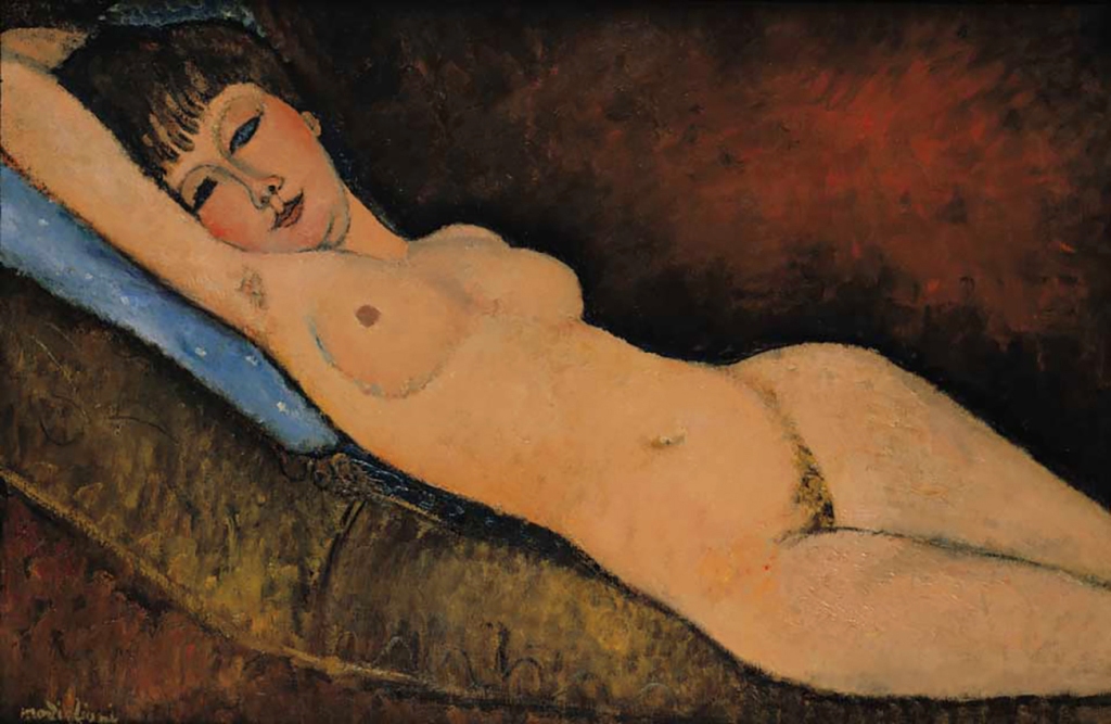 "Nu Couché au coussin Bleu", Modigliani, 1916.