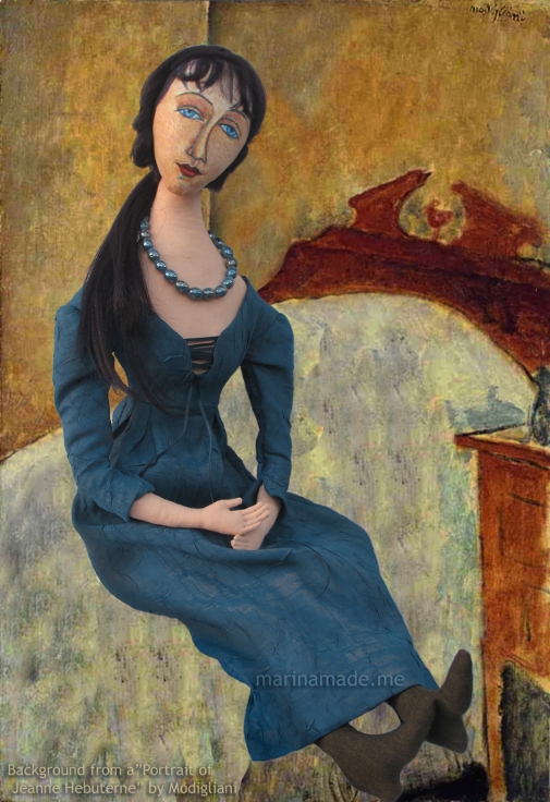 Jeanne Hébuterne was Modigliani's muse and lover, dying tragically young at 21. Jeanne was a talented artist in her own right, yet her life was too short for her creativity to mature. Muse made by Marina Elphick.