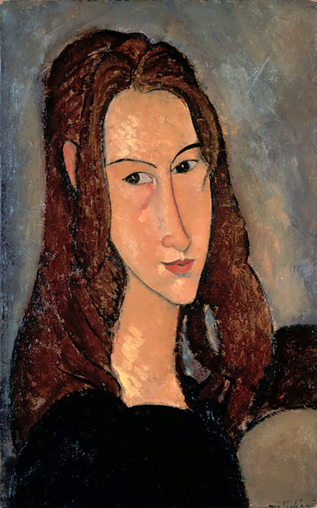 Portrait of Jeanne Hébuterne by Amedeo Modigliani. Jeanne Hébuterne was Modigliani's muse and lover, dying tragically young at 21. Jeanne was a talented artist in her own right, yet her life was too short for her creativity to mature. Muses made by Marina Elphick at marinamade.me.