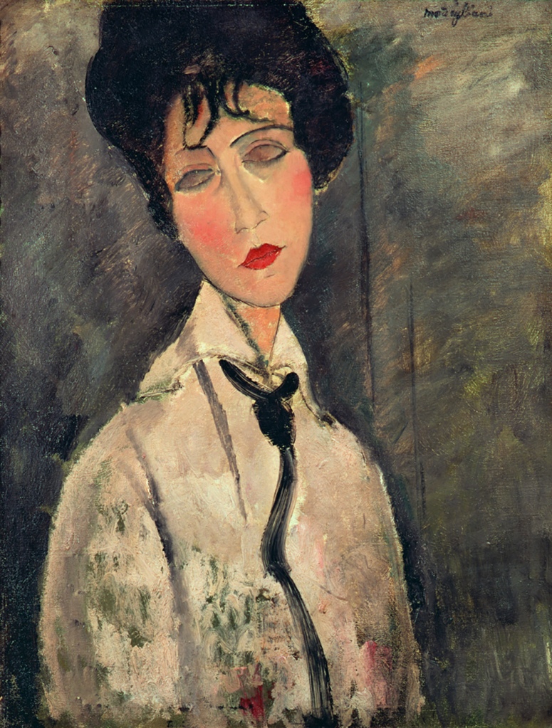 'Woman with Black Tie' 1917 By Amedeo Modigliani.