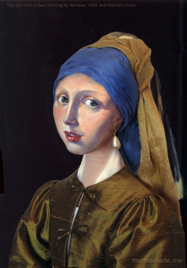 Marina's muse of 'Girl with a Pearl earring' set in Vermeer's painting of that title. "Girl with a Pearl Earring ", Johannes Vermeer 1665. Marina Elphick creates soft sculpted muses of the women in popular artists' lives, giving an alternative narrative to their story. Marina's muses aim to educate and inform, appealing aesthetically to art lovers and students.