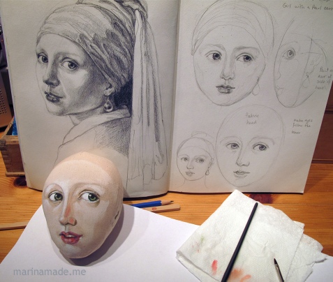 Underpainting of girl's head, using scaled up drawings as reference. Marina creates soft sculpted muses of the women in popular artists' lives and gives us an alternative narrative to their story. Marina's muses aim to educate and inform, appealing aesthetically to art lovers and students.
