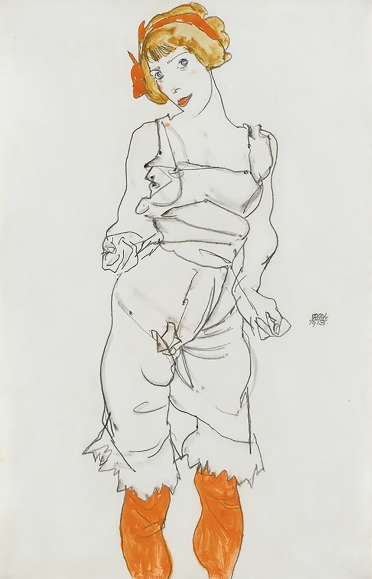 Egon Schiele 1913, Woman in Underwear and Stockings,
