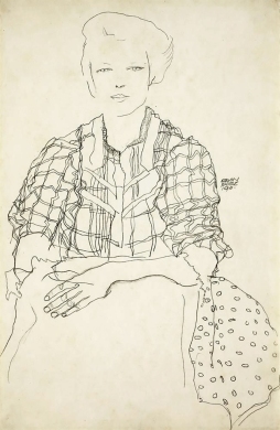 Egon Schiele, Girl in a plaid shirt 1911.