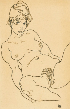 Nude drawing by Egon schiele, 1918.