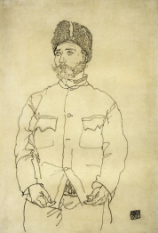 Egon Schiele, Russian Prisoner of War with Fur Hat, 1915.
