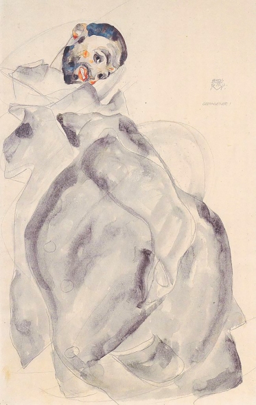 'Gefangener', prisoner, 1912 pencil and watercolour by Egon Schiele.