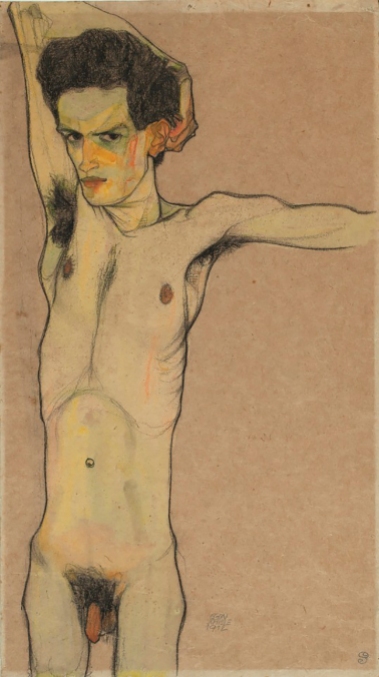 Nude Self Portrait, 1912, Egon Schiele.