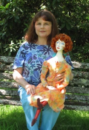 Marina with her muse, Wally Neuzil. Muse of Wally Neuzil, designed, sculpted, modelled and painted by Marina Elphick.