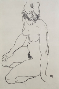 Seated female nude 1918, by Egon Schiele.