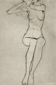 Seated nude, pencil 1910, Egon Schiele.